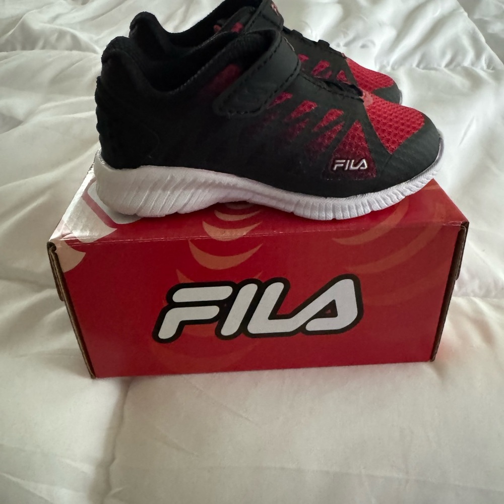 Fila Black and Red Sneakers with Breathable Mesh
